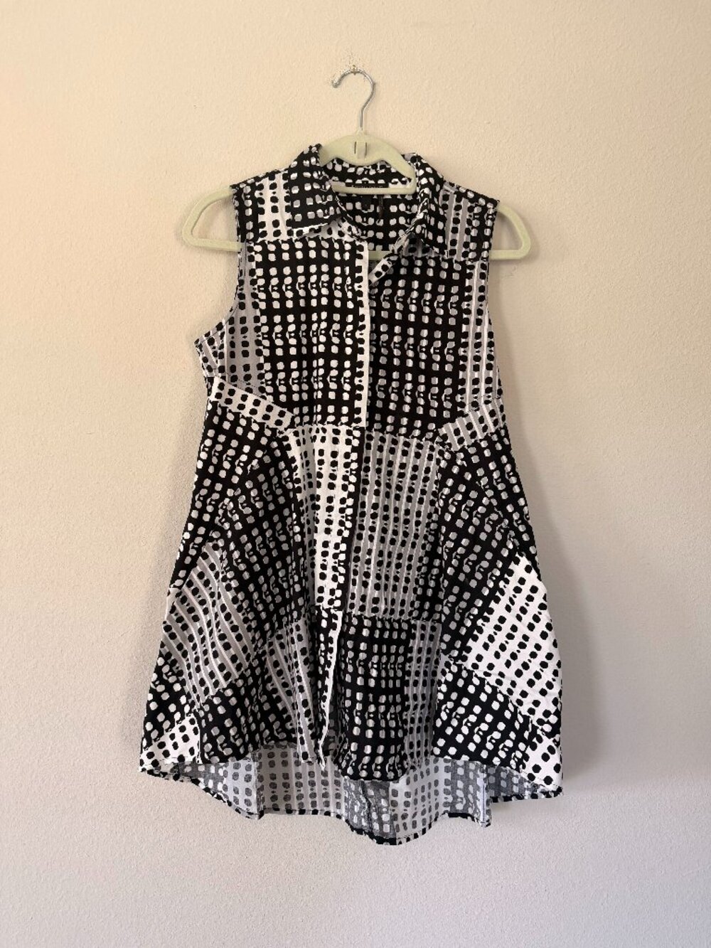 DKNY Black White Gray Polka Dot Mini Dress - Sz S